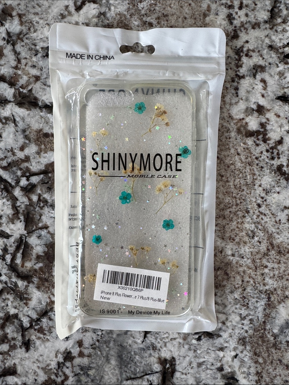 Unopened Teal Floral Glitter Phone Case for iPhone 8 Plus/7 Plus